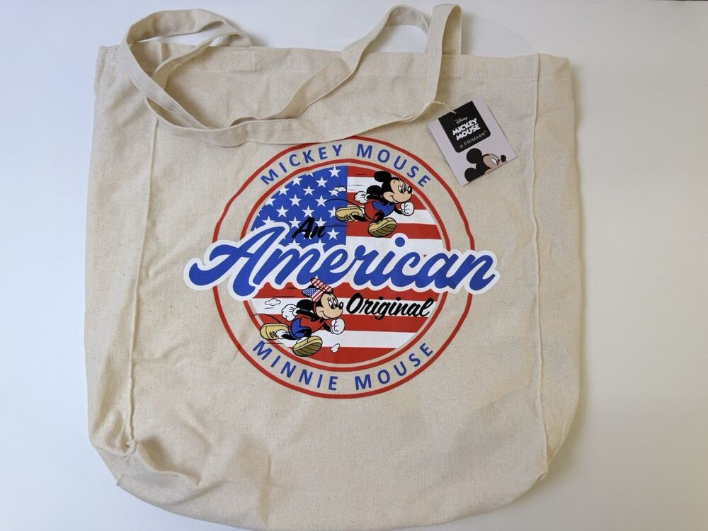 New Primark Mickey and Minnie American USA 4th Of July Reusable Canvas Tote NWT